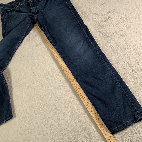 Paige Lennox Jeans Mens 36x29 Blue Dark Wash Stretch Straight Leg Low Rise - Picture 7 of 11